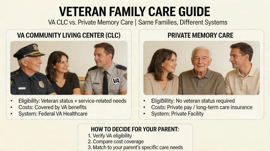 VA Community Living Centers vs Private Memory Care: A Veteran Family Comparison